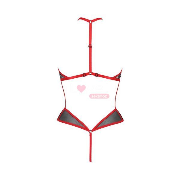 Сетчатое боди с кружевом на груди Passion SATARA BODY L/XL red SO8472 фото