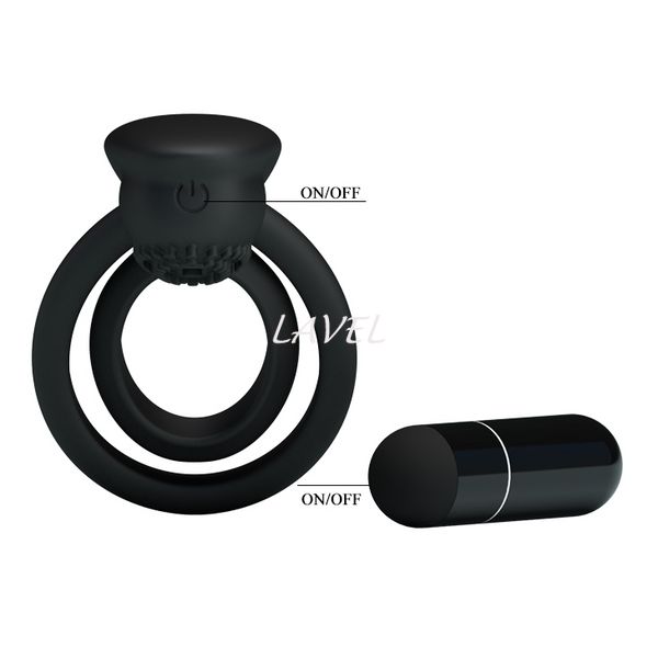 Ерекційне кільце з вібрацією на пеніс Pretty Love Penis Ring Black 6603BI0391 фото