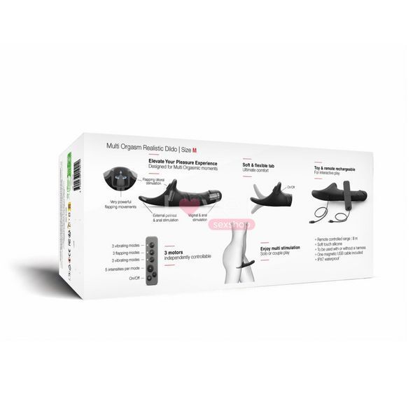 Вибронасадка для страпона с вакуумной стимуляцией Strap-On-Me Multi Orgasm Realistic Dildo XL Black SX4039 фото