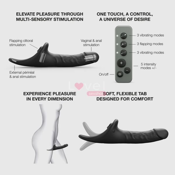 Вибронасадка для страпона с вакуумной стимуляцией Strap-On-Me Multi Orgasm Realistic Dildo XL Black SX4039 фото