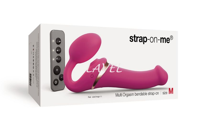 Безремневой вибрострапон с вакуумной стимуляцией Strap-On-Me MULTI ORGASM Fuchsia M, регулируемый SO6822 фото