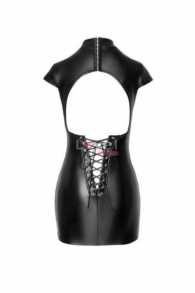 Сукня Noir Handmade F309 Fantasy, XXL, black, міні, під латекс, короткий рукав, шнурівка ззаду SX0295 фото