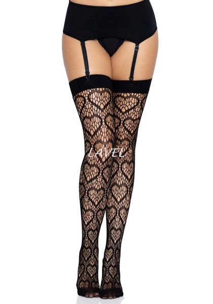 Ажурні панчохи із сердечками Leg Avenue Heart Black, one size SO7909 фото