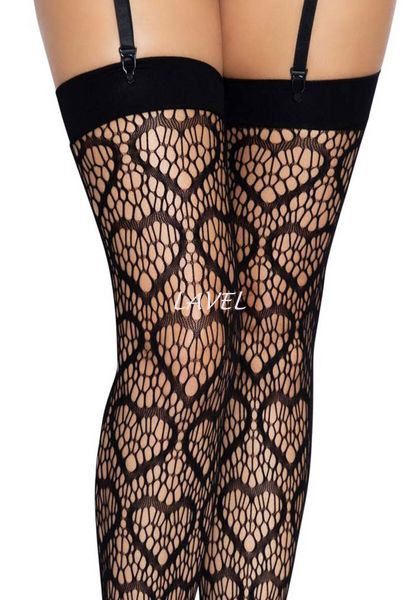 Ажурные чулки с сердечками Leg Avenue Heart Black, one size SO7909 фото