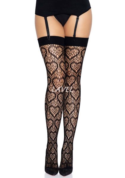 Ажурні панчохи із сердечками Leg Avenue Heart Black, one size SO7909 фото