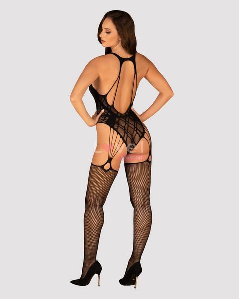 Бодистокинг Obsessive Bodystocking G324 XL/XXL black, силуэтный рисунок SO7246 фото