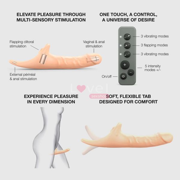 Вібронасадка для страпону з вакуумною стимуляцією Strap-On-Me Multi Orgasm Realistic Dildo L Vanilla SX4037 фото