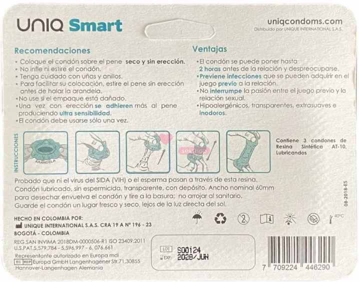 Презервативи безлатексні UNIQ Smart, 3 шт 463781 фото