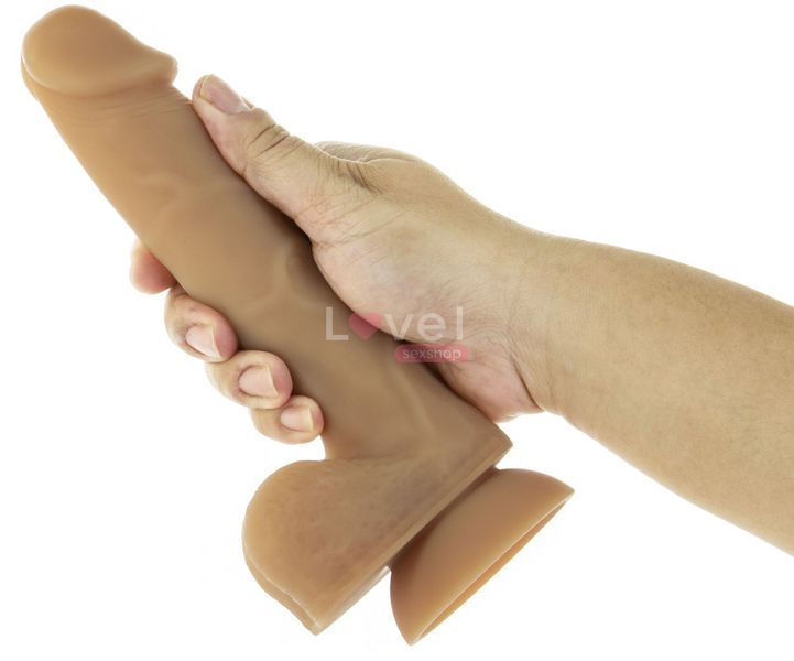 Гибкий фаллоимитатор на присоске ADDICTION &mdash; ANDREW 8&Prime; Silicone Dong &mdash; Caramel, вибропуля в подарок SO5579 фото