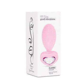 Анальная пробка - Silicone Anal Plug With Heart Crystal Base Pink 62530026-00253 фото