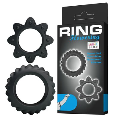 Ерекційні кільця - Ring Flowering Black, 2 шт.(2,3/2,8cm) 6603BI0516 фото