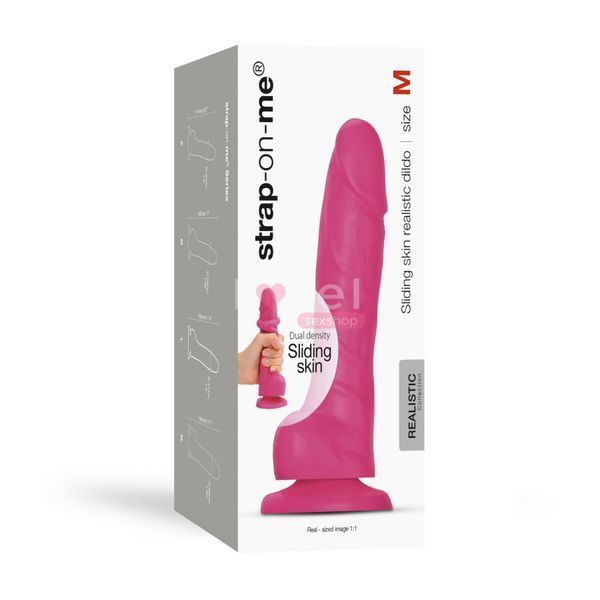 Реалістичний фалоімітатор Strap-On-Me Sliding Skin Realistic Dildo Fuchsia M, ефект рухливої шкіри SO6255 фото