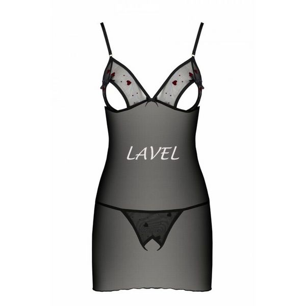 Сорочка с вырезами на груди + стринги LOVELIA CHEMISE black XXL/XXXL - Passion SO4761 фото