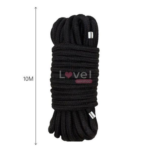 Мотузка для BDSM MAI Bondage Rope Black, довжина 10 м, діаметр 6,5 мм, поліестер SO6573 фото