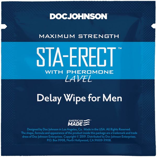 Пролонгуюча серветка Doc Johnson Sta-Erect Delay Wipe For Men з феромонами SO3489 фото