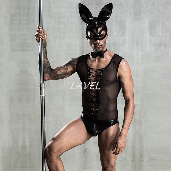 Эротический мужской костюм "Зайка Джонни" с маской, One Size Black SO3675 фото