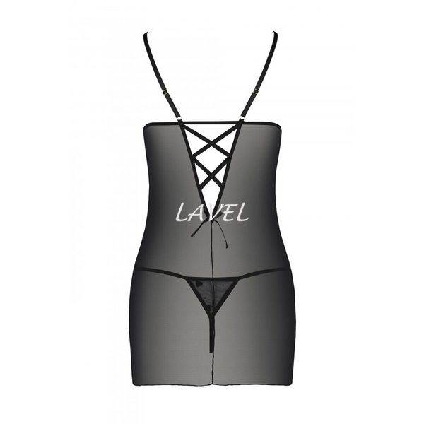 Сорочка с вырезами на груди + стринги LOVELIA CHEMISE black XXL/XXXL - Passion SO4761 фото