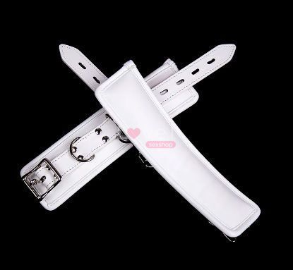 Наручники шкіряні DS Fetish Ankle restraints, white DS37059 фото