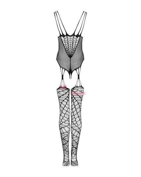 Ажурний бодістокінг під павутину Obsessive Bodystocking G325 black S/M/L, чорний, комбінезон SO7247 фото