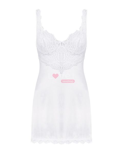 (SALE) Сорочка Obsessive Amor Blanco underwire chemise & thong white S/M SX1126 фото