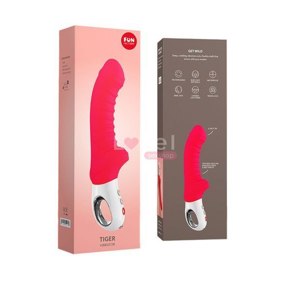 Вібратор для точки G Fun Factory TIGER india red, ребристий, підходить для анальної стимуляції SX0939 фото