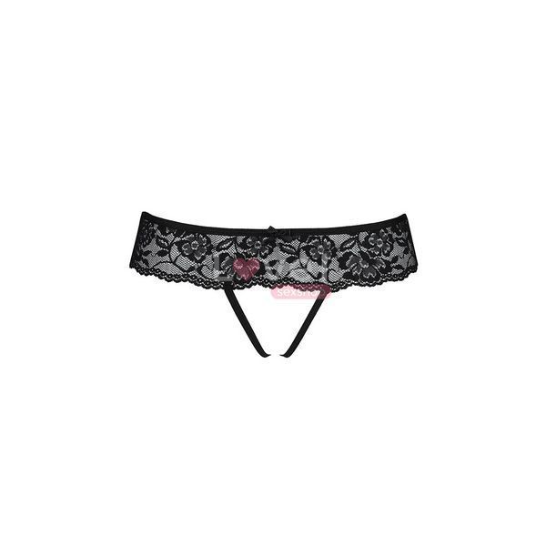 Мереживні стрінги з доступом Passion SENIA THONG XXL/XXXL, black SO5381 фото