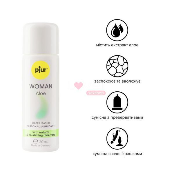 Лубрикант на водной основе pjur Woman Aloe 30 мл с экстрактом алоэ, увлажняющий, без парабенов PJ13310 фото