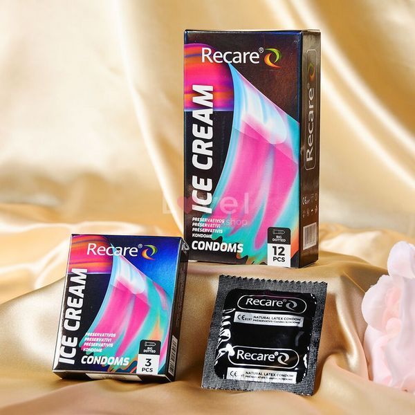 Презервативи Holographic Recare Ice Cream Big Dotted Condoms 12 шт, з пухирцями, аромат: морозиво SX3338 фото