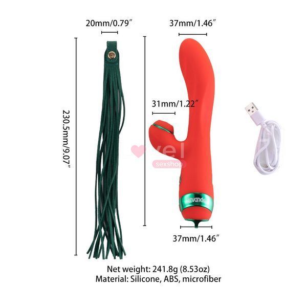 Вібратор-кролик з флогером LOCKINK SEVANDA Whip Vibrating Massage Wand - Red & Green SX0903 фото