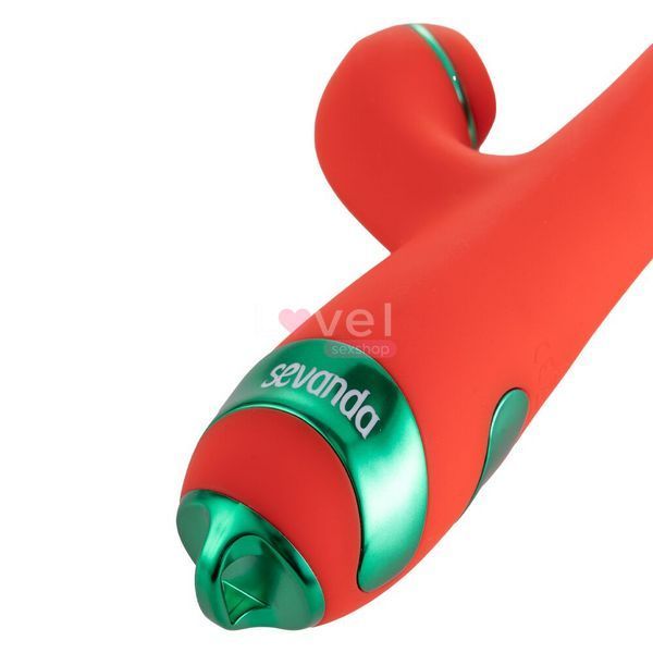 Вібратор-кролик з флогером LOCKINK SEVANDA Whip Vibrating Massage Wand - Red & Green SX0903 фото