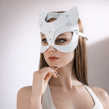 Маска кішки Sexy Cat з екошкіри, біла TNS3024 фото