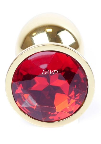 Анальная металлическая пробка с кристаллом Boss Jewellery GOLD S, кристалл красный (дл 7см, ширина 2,7см) BS6400019 фото