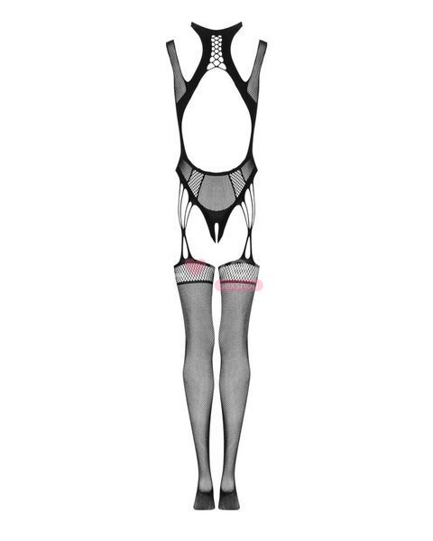 Ажурний бодістокінг з отворами Obsessive Bodystocking G327 black S/M/L, комбінезон, з доступом SO7248 фото
