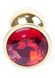 Анальная металлическая пробка с кристаллом Boss Jewellery GOLD S, кристалл красный (дл 7см, ширина 2,7см) BS6400019 фото 2