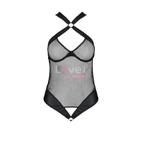 Сетчатый боди с халтером Passion Amanda Body L/XL, black SO5315 фото