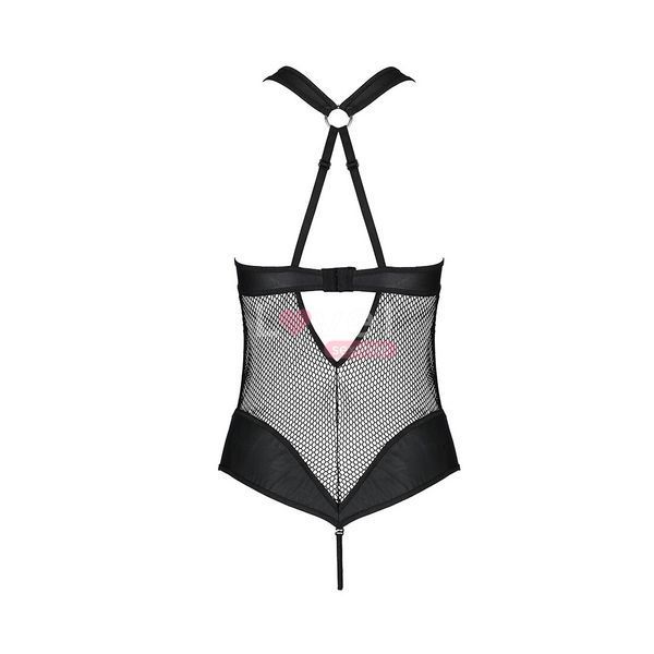 Сетчатый боди с халтером Passion Amanda Body L/XL, black SO5315 фото