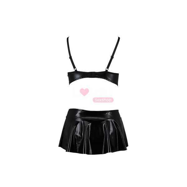 Комплект белья под латекс Passion DEBY SET S/M, black, лиф, мини-юбочка, стринги PS25702 фото