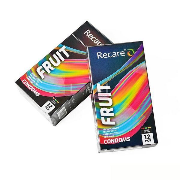 Презервативи Holographic Recare Fruit Flavour Condoms 12 шт, аромати: м'ята, банан, полуниця SX3339 фото
