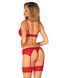 Комплект Obsessive Ingridia 3-pcs set XL/2XL, красный, бюстгальтер, стринги, пояс SO9035 фото 2