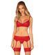 Комплект Obsessive Ingridia 3-pcs set XL/2XL, красный, бюстгальтер, стринги, пояс SO9035 фото 1