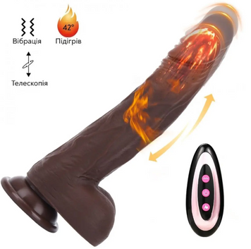 Вибратор-пульсатор Marcus Heat Remote с подогревом, телескопическими движениями и пультом, черный LAV2000072 фото