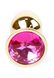 Анальная пробка металлическая с кристаллом Boss Jewellery GOLD S, кристалл розовый (дл 7см, ширина 2,7см) BS6400017 фото 2