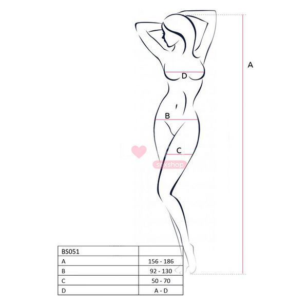 Бодістокінг Passion BS051 white, комбінезон, імітація панчох і боді PBS051W фото