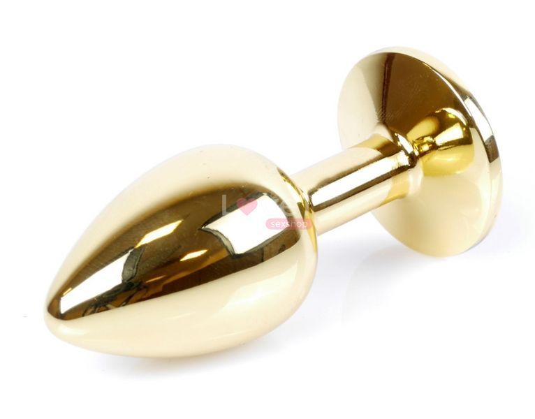 Анальная металлическая пробка с кристаллом Boss Jewellery GOLD S, кристалл розовый BS6400017 фото