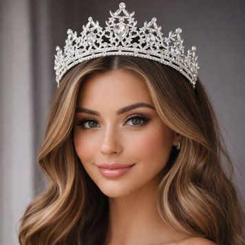 Вишукана корона-тіара Evelyn зі стразами, срібна TNS1338 фото