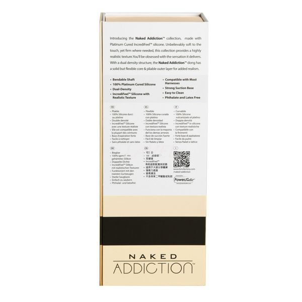 Фалоімітатор Naked Addiction — 9″ Silicone Dual Density Bendable Dildo Vanilla, віброкуля в подаруно SO8906 фото