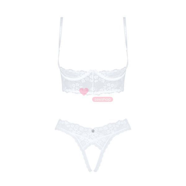 Эротический комплект Obsessive Heavenlly 2-pcs cupless set XS/S, открытая грудь, с доступом SO8175 фото