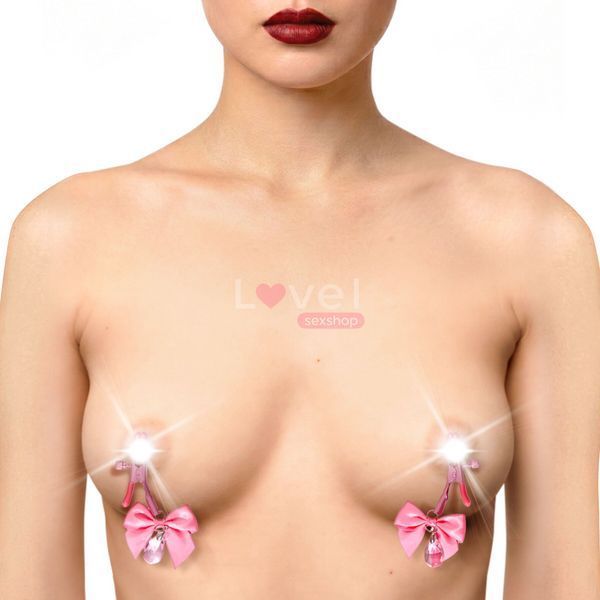 Затискачі для сосків з регулюванням Art of Sex - Flirty Bow, колір рожевий SX3767 фото