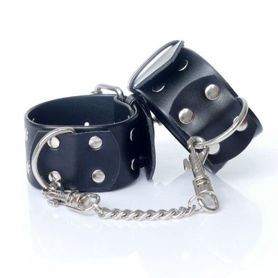 Наручники из экокожи Boss Series Handcuffs with studs 4 cm, Black BS3300092 фото