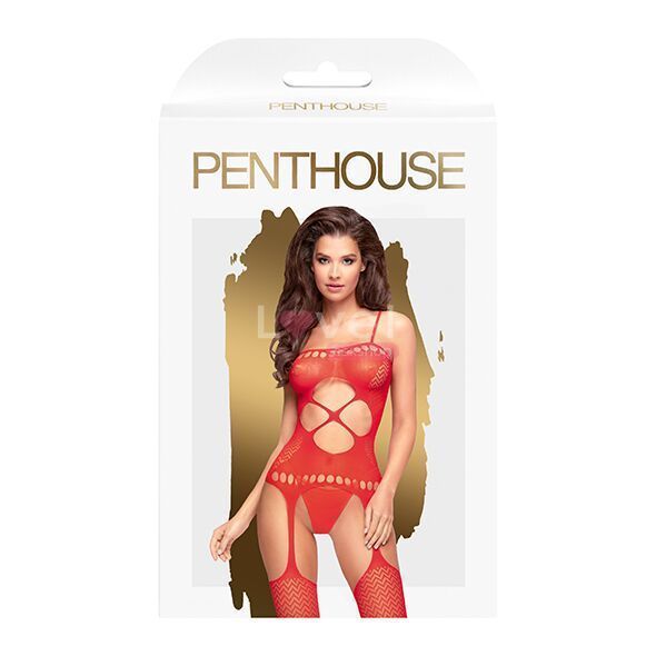 Бодистокинг с вырезом на животике Penthouse - Hot Nightfall Red S/L SO4395 фото